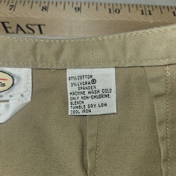 Talbots Chino Front Pleat Knee Length Khaki Tan Skirt Stretch Pockets Size 4 - Picture 8 of 8